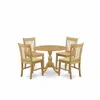 East West Furniture Dmnf5-oak-w 5 Piece Dining Room Set - Oak Mid Century Modern Kitchen Table And 4 Oak Kitchen Chairs 