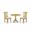East West Furniture Dmpo3-oak-c 3 Piece Dining Table Set - Oak Wood Dining Table And 2 Oak Linen Fabric Chairs For Dinin