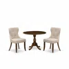 East West Furniture Dmsi3-awa-04 3 Piece Dining Table Set Includes 1 Drop Leaves Wooden Table And 2 Light Tan Linen Fabr