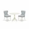 East West Furniture Dmsi3-lwh-15 3 Piece Kitchen Table Set Consists Of 1 Drop Leaves Dining Table And 2 Baby Blue Linen 