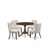 East West Furniture Dmsi5-mah-35 5 Piece Kitchen Dining Table Set - Mahogany Small Dining Table And 4 Doeskin Linen Fabr