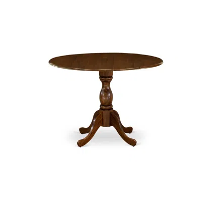 East West Furniture Dmt-awa-tp Round Mid Century Table Acacia Walnut Color Table Top Surface And Asian Wood Drops Leave 