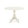 East West Furniture Dmt-lwh-tp Round Wood Table Linen White Color Drops Leave Table Top Surface And Asian Wood Dining Ta