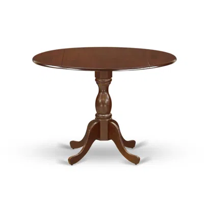 East West Furniture Dmt-mah-tp Round Table Mahogany Color Drops Leave Table Top Surface And Asian Wood Mid Century Table