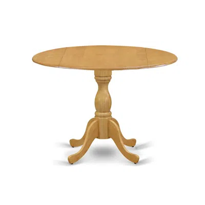 East West Furniture Dmt-oak-tp Round Mid Century Table Drops Leave Oak Color Table Top Surface And Asian Wood Kitchen Di