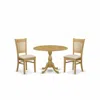 East West Furniture Dmva3-oak-c 3 Piece Kitchen Dining Table Set - Oak Breakfast Table And 2 Oak Linen Fabric Dining Cha