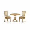 East West Furniture Dmva3-oak-w 3 Piece Kitchen Dining Table Set - Oak Dining Room Table And 2 Oak Chairs For Dining Roo