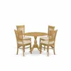 East West Furniture Dmva5-oak-c 5 Piece Modern Dining Table Set - Oak Dinner Table And 4 Oak Linen Fabric Dining Room Ch