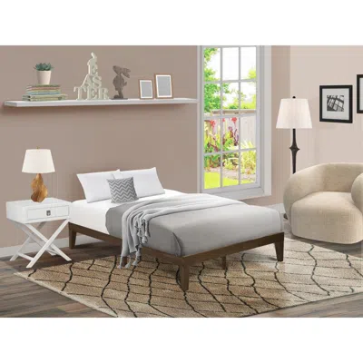 East West Furniture Dnp-22-f Full Size Platform Bed With 4 Solid Wood Legs And 2 Extra Center Legs - Walnut Finish