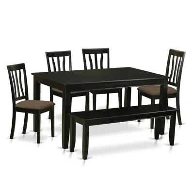 East West Furniture Duan6-blk-c 6 Pc Kitchen Nook Dining Set - Dinette Table And 4 Kitchen Dining Chairs In Addition To  In Blue