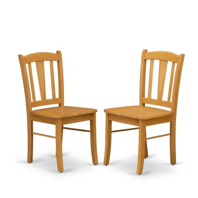 East West Furniture Dublin Dining Room Chair With Wood Seat, Set Of 2 In Brown