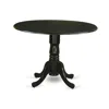East West Furniture Dublin Round Table With Two 9" Drop Leaves - Black Finish