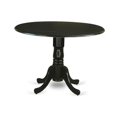 East West Furniture Dublin Round Table With Two 9" Drop Leaves - Black Finish