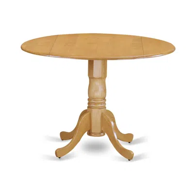 East West Furniture Dublin Round Table With Two 9" Drop Leaves In An Oak Finish In Neutral