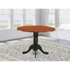 East West Furniture Dublin Round Table With Two 9" Drop Leaves In Black And Cherry Finish