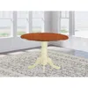 East West Furniture Dublin Round Table With Two 9" Drop Leaves In Buttermilk And Cherry