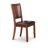 East West Furniture Dudley Dining Chair With Faux Leather Upholstered Seat In Mahogany Finish, Set Of 2