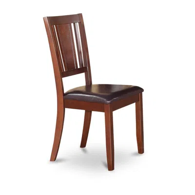 East West Furniture Dudley Dining Chair With Faux Leather Upholstered Seat In Mahogany Finish, Set Of 2 In Brown