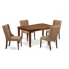 East West Furniture Dufo5-mah-47 5-pc Modern Dining Set Includes 1 Wooden Dining Table And 4 Light Sable Linen Fabric Pa