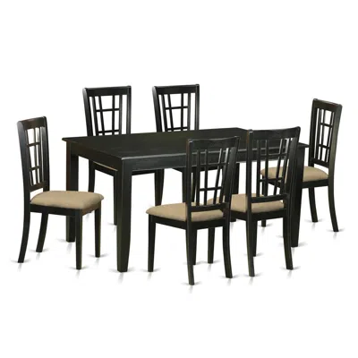 East West Furniture Duni7-blk-c 7 Pc Dining Room Set -kitchen Table And 6 Dining Chairs