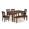East West Furniture Duno6d-mah-c 6 Pc Kitchen Table With Bench Set-table And 4 Kitchen Chairs And Bench In Brown