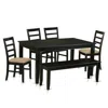 East West Furniture Dupf6-blk-c 6 Pc Dining Room Set - Dining Table And 4 Dining Chairs And Also Bench