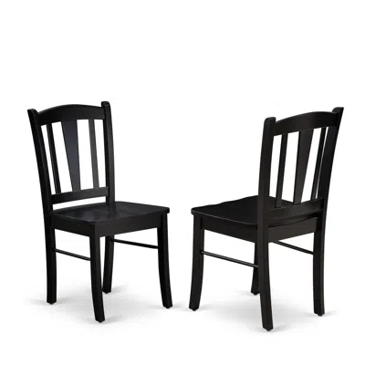 East West Furniture East West Dlc-blk-w Dublin Chair With Wood Seat In Black Finish - Set Of 2