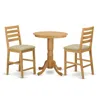East West Furniture Edcf3-oak-c 3 Pc Counter Height Set - Kitchen Dinette Table And 2 Counter Height Stool.