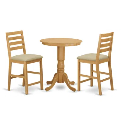 East West Furniture Edcf3-oak-c 3 Pc Counter Height Set - Kitchen Dinette Table And 2 Counter Height Stool. In Brown
