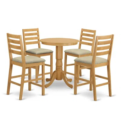 East West Furniture Edcf5-oak-c 5 Pc Dining Counter Height Set - High Top Table And 4 Counter Height Dining Chair. In Green