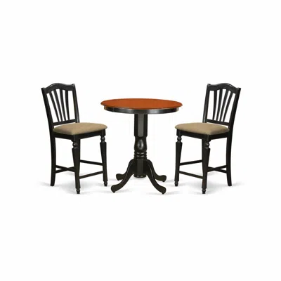 East West Furniture Edch3-blk-c 3 Pc Counter Height Pub Set - Counter Height Table And 2 Dining Chairs. In Black