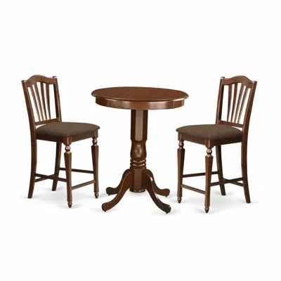 East West Furniture Edch3-mah-c 3 Pc Pub Table Set-pub Table And 2 Kitchen Dining Chairs. In Brown
