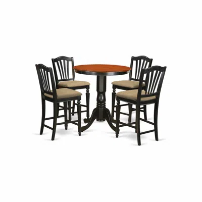 East West Furniture Edch5-blk-c 5 Pc Counter Height Set - Kitchen Table And 4 Counter Height Dining Chair.