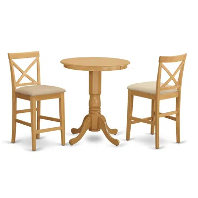 East West Furniture Edpb3-oak-c 3 Pc Counter Height Dining Room Set - Counter Height Table And 2 Counter Height Chairs. In Neutral