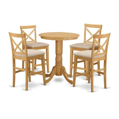 East West Furniture Edpb5-oak-c 5 Pc Counter Height Pub Set-pub Table And 4 Counter Height Chairs