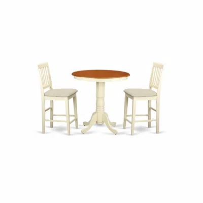 East West Furniture Edvn3-whi-c 3 Pcpub Table Set - High Top Table And 2 Dinette Chairs. In White