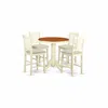 East West Furniture Edvn5-whi-c 5 Pc Pub Table Set - Kitchen Dinette Table And 4 Bar Stools With Backs.