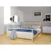East West Furniture Erie Platform Bed Frame With 4 Metal Legs - High-class Bed In Powder Coating White Color And White W