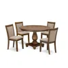 East West Furniture F2mz5-n04 5-pc Kitchen Dining Table Set - Pedestal Table And 4 Light Tan Parson Chairs With High Bac In Brown
