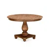 East West Furniture Ferris, Round Dining Table With Pedestal, Rustic Rubberwood Table In Sandblasting Antique Walnut Fin