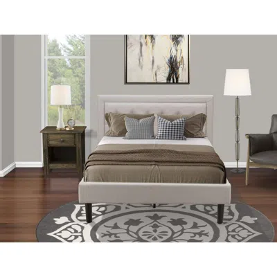East West Furniture Fn08f-1ga07 2-pc Platform Bedroom Furniture Set With 1 Wood Bed Frame And A Bedroom Nightstand - Mis In Gray