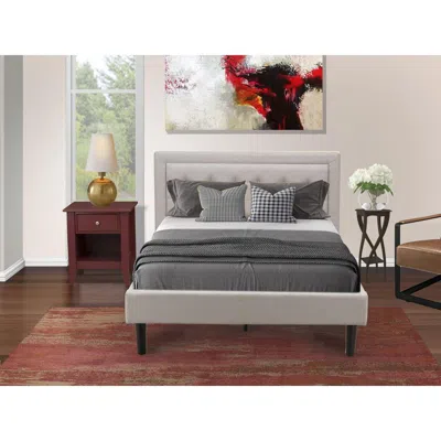 East West Furniture Fn08f-1ga13 2-piece Platform Bedroom Set With 1 Wood Bed Frame And A Mid Century Modern Nightstand -