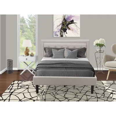 East West Furniture Fn08f-1hae0 2-pc Fannin Wooden Set For Bedroom With 1 Upholstered Bed And A Small Nightstand - Mist 