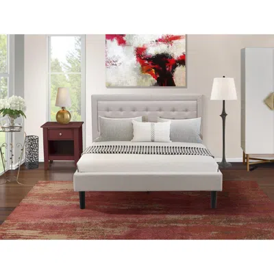 East West Furniture Fn08q-1ga13 2-piece Fannin Bedroom Furniture Set With 1 Queen Bed And A Modern End Table - Mist Beig