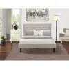 East West Furniture Fn08q-1vl0c 2-piece Fannin Queen Bedroom Set With 1 Queen Bedframe And A Small End Table - Mist Beig