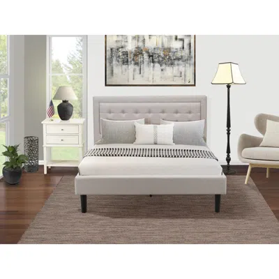 East West Furniture Fn08q-1vl0c 2-piece Fannin Queen Bedroom Set With 1 Queen Bedframe And A Small End Table - Mist Beig In Blue