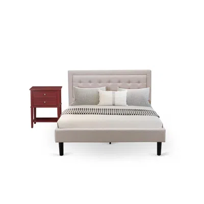 East West Furniture Fn08q-1vl13 2-piece Fannin Queen Bed Set Furniture With 1 Queen Wood Bed Frame And A Night Stand - M