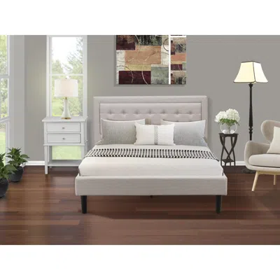 East West Furniture Fn08q-1vl14 2-piece Fannin Bed Set With 1 Platform Bed And A Bedroom Nightstand - Mist Beige Linen F