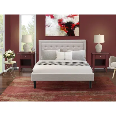 East West Furniture Fn08q-2ga13 3-piece Fannin Bedroom Furniture Set With 1 Wingback Bed And 2 Bedroom Nightstands - Mis