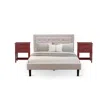 East West Furniture Fn08q-2vl13 3-piece Fannin Queen Bed Set Furniture With 1 Queen Size Frame And 2 Small Nightstands - In Neutral